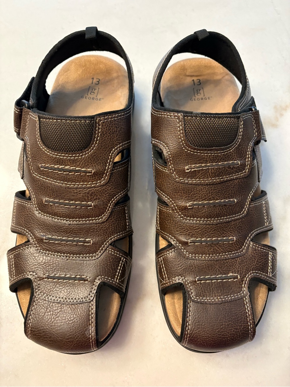 George Men’s Brown Leather Strappy Fisherman Sandals